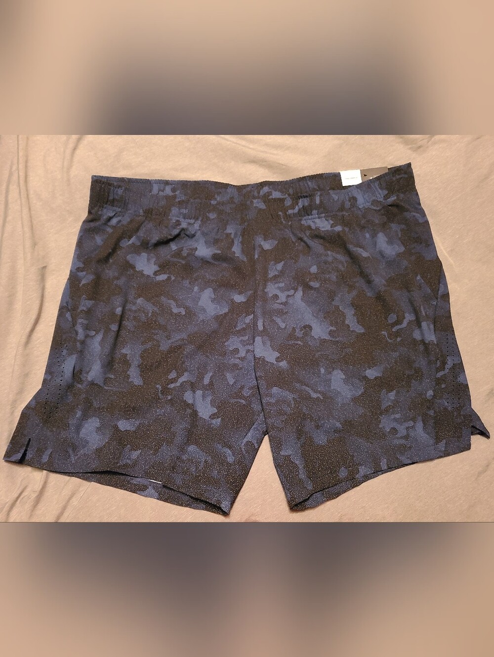 New Mens Athletic Works 3X (48-50) Shorts Swim Trunks Black & Blue Camo
